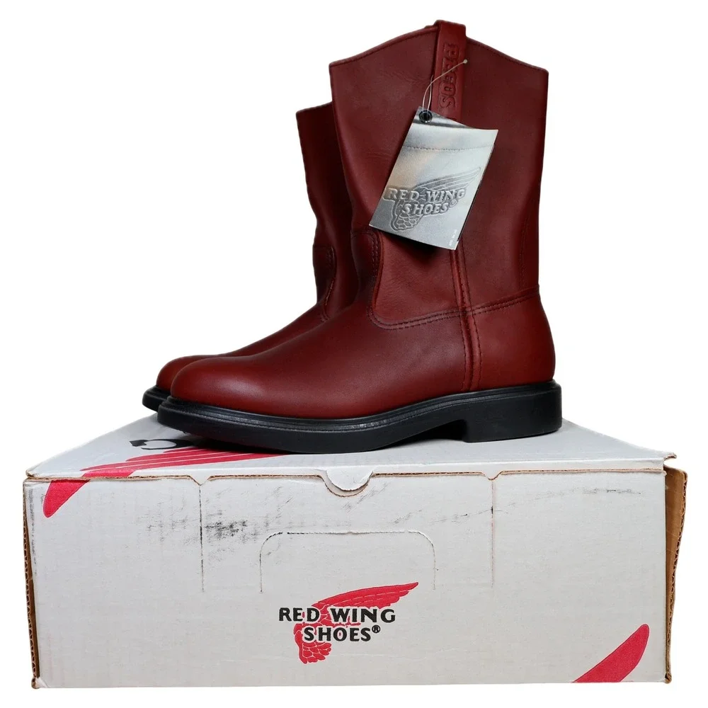 Red Wing Pecos 1104 Boots Mens 9 D Brown Leather SuperSole Pull On Made in USA
